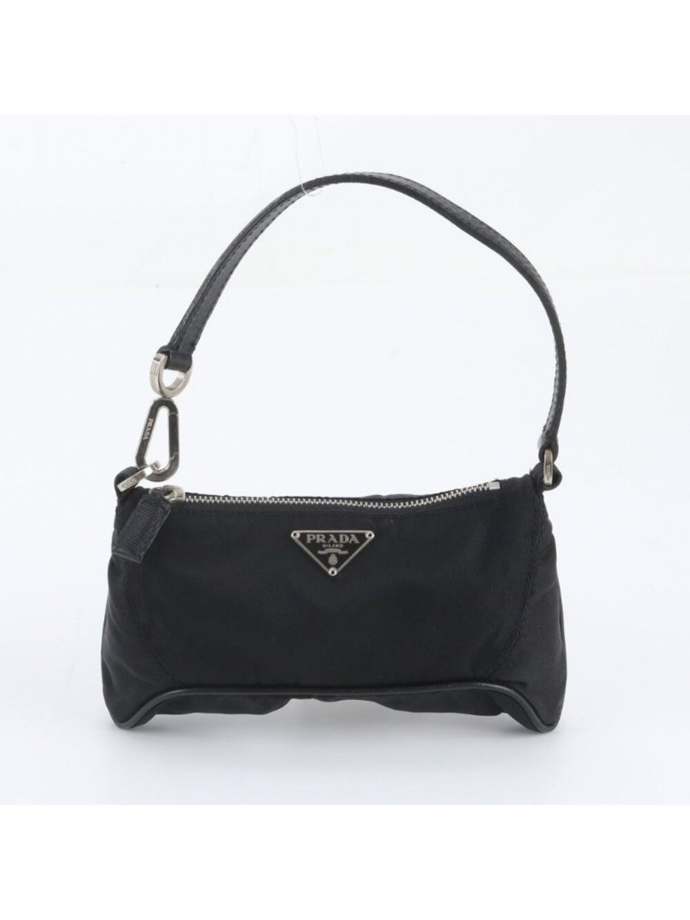 Prada Tessuto Nylon Triangle Logo Leather Handbag Black Brands